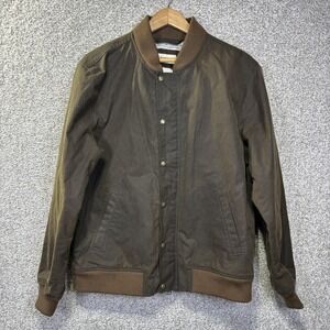 Taylor Stitch Jacket Mens 42 Brown Waxed Canvas Bomber Lined Halley Stevensons